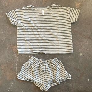 Rylee and Cru blue and white striped short and shirt set